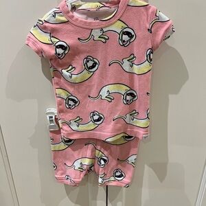 GAP Pink and Yellow Dog Print Kids Pajama Set 12-18m